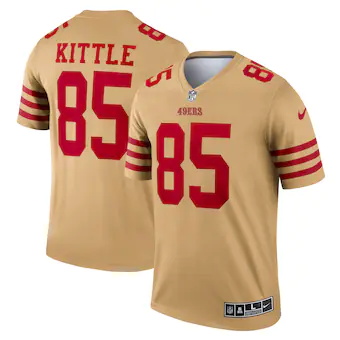 mens nike george kittle gold san francisco 49ers inverted l